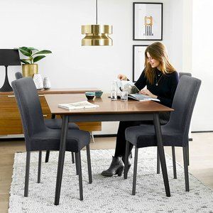 New Dining Chair Covers Set of 4 Washable Stretch Slipcovers Charcoal Gray